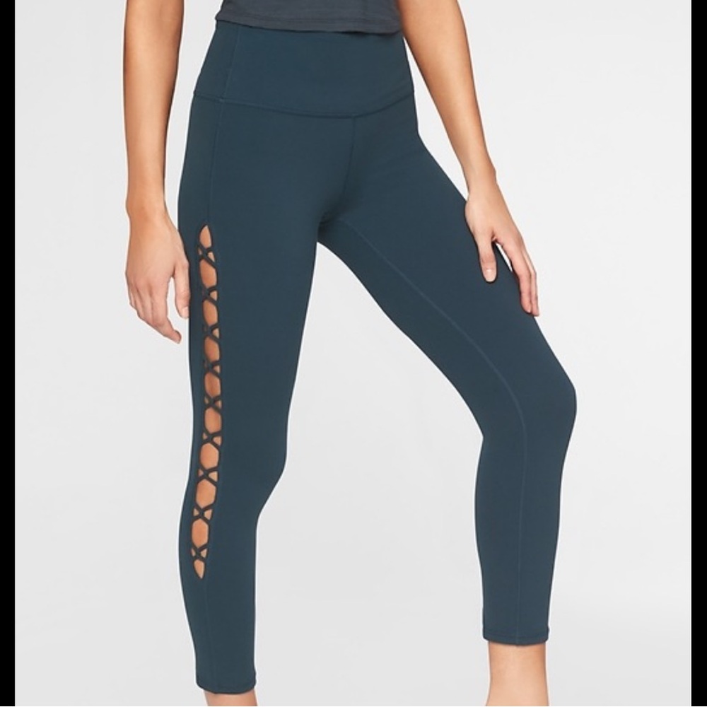 Athleta Dark Teal Leggings with Side Cutouts